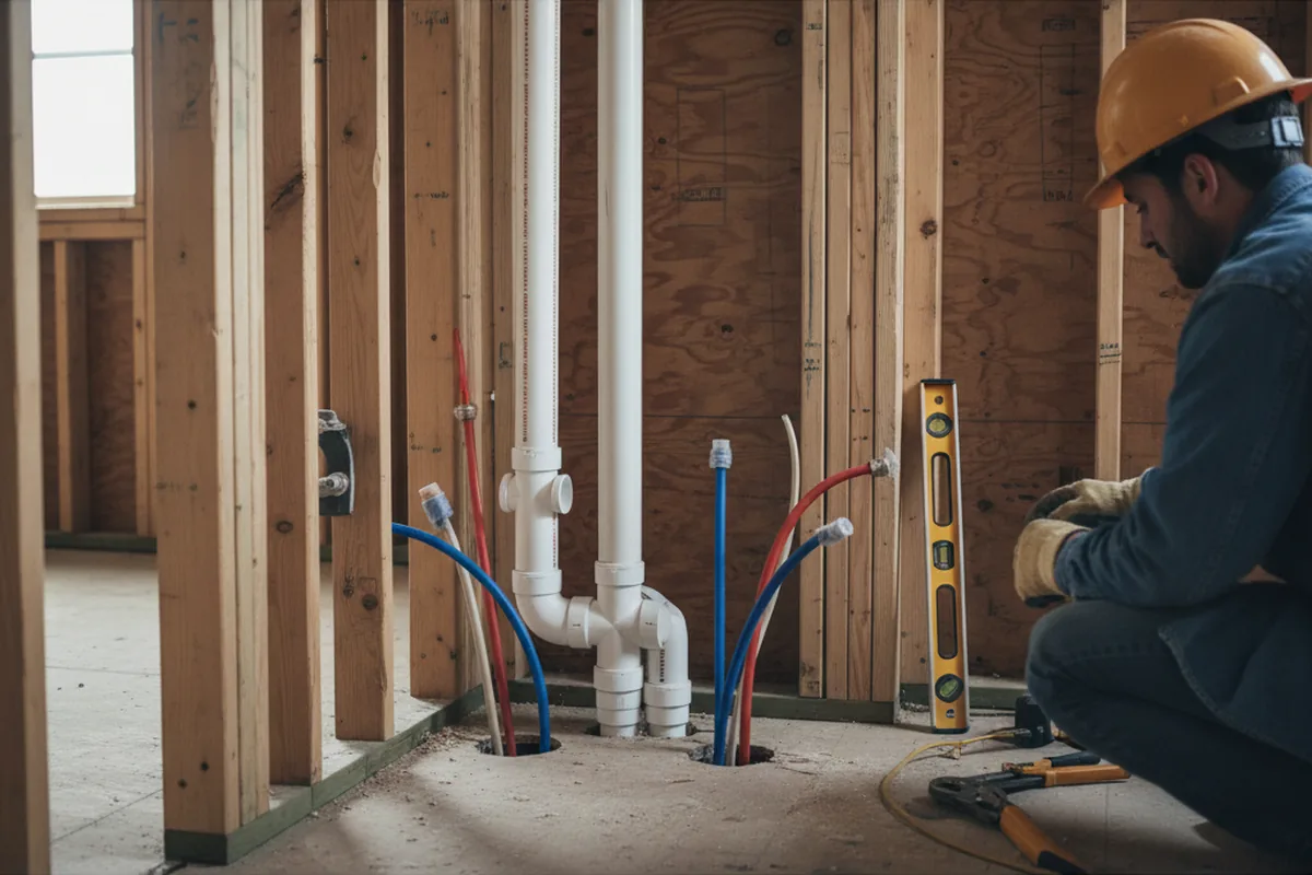 Drain and supply rough-in during Leak Detection in Bozman